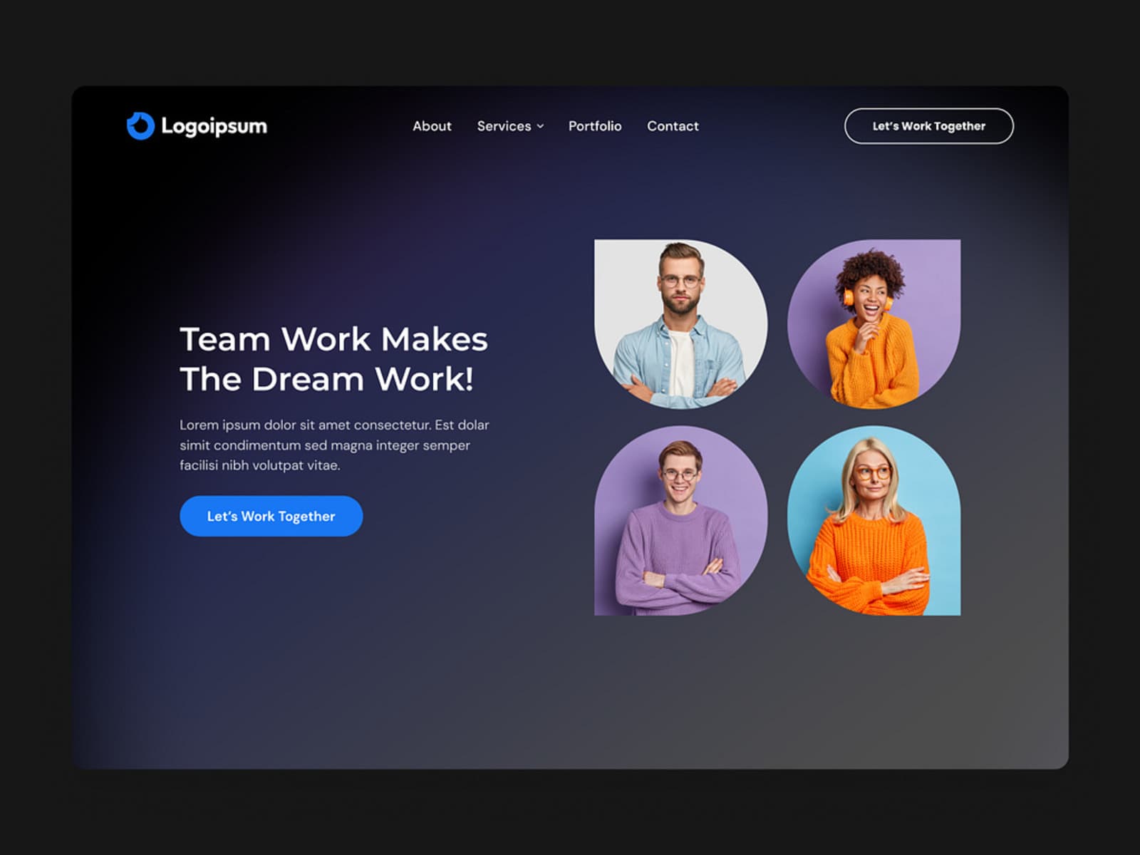 Corporate hero section with visual hierarchy