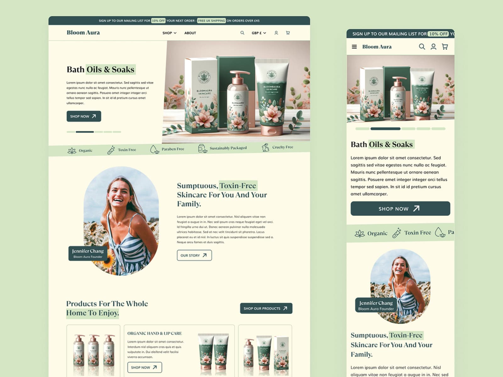 Cosmetics e-commerce store homepage design