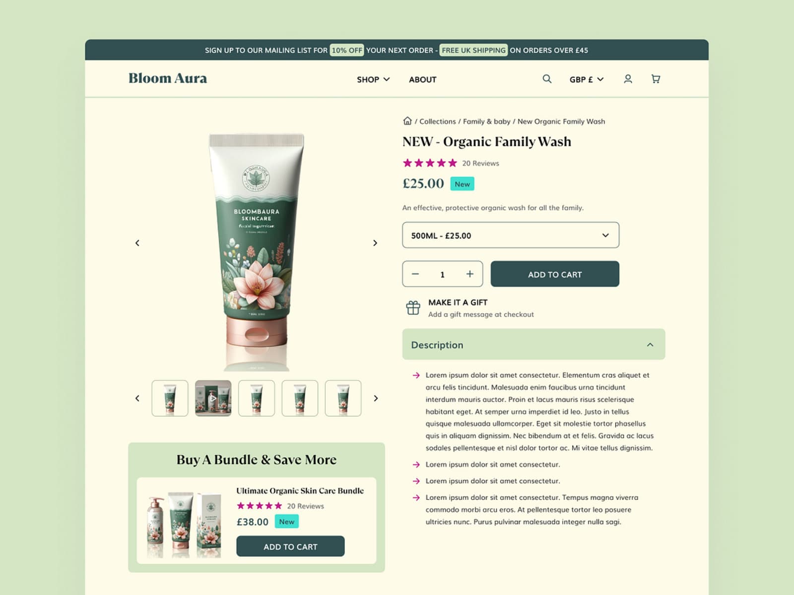 Cosmetics product detail page